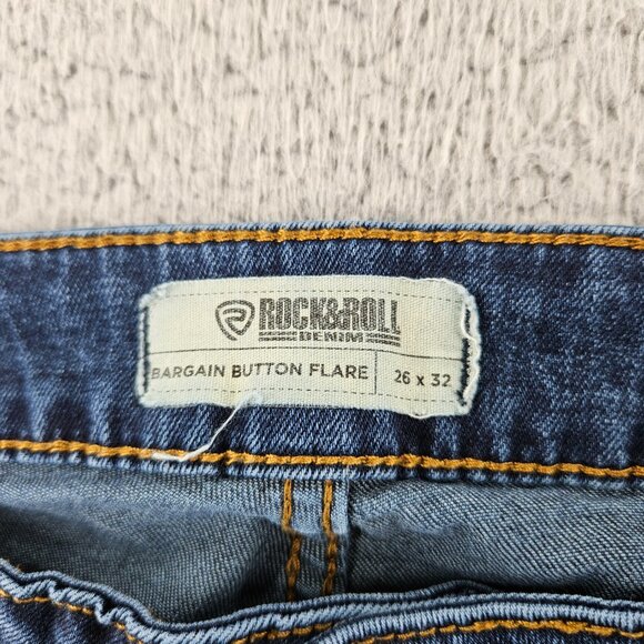 Rock & Roll Cowgirl Jeans Women 26x32 (28x31) Blue Bargain Button Flare Wide Leg - Picture 4 of 16